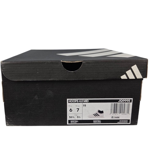 Adidas Hoops 4.0 Mid Men's White Navy Blue Basketball Shoes Size 6 Athletic New - Picture 11 of 11